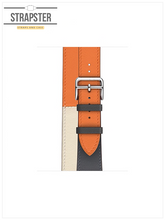 Load image into Gallery viewer, Black &amp; orange Leather Strap