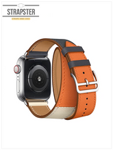 Load image into Gallery viewer, Black &amp; orange Leather Strap