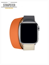 Load image into Gallery viewer, Black &amp; orange Leather Strap
